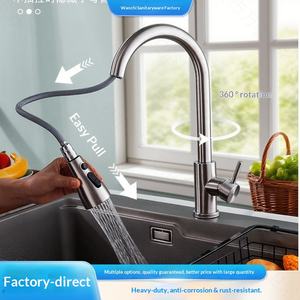 Venta Directa de Fábrica: <span class=keywords><strong>Grifo</strong></span> Extensible Moderno de Cerámica Cepillada para <span class=keywords><strong>Cocina</strong></span>, Agua Fría y Caliente para Lavar Verduras y Platos - Product Image 3