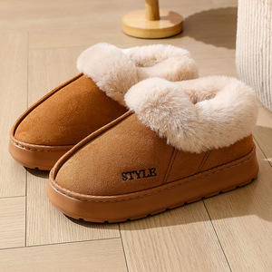 Nouvelles <span class=keywords><strong>pantoufles</strong></span> d'intérieur en suède et coton pour hommes, avec doublure en <span class=keywords><strong>laine</strong></span>, talon enveloppé, et bottes de neige antidérapantes en EVA pour femmes, idéales pour l'hiver. - Product Image 6