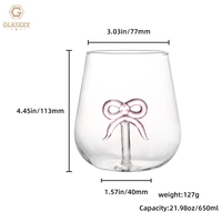 Verres à champagne créatifs à nœud rose verre à haute teneur en borosilicate verre à vin sans pied rose gobelet en verre à vin moderne pour la fête de mariage