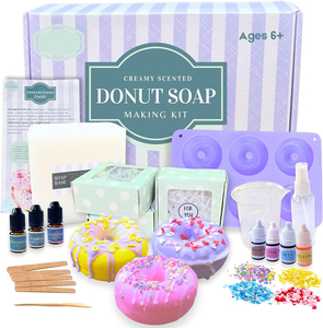 Kit de fabrication de savon à beignets pour enfants, adolescents et adultes, amusant, facile, créatif, grand savon, donuts, parfait cadeau d'anniversaire et de vacances. - Product Image 1
