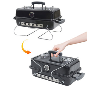 Folding Leg Portable <b>BBQ</b> Grill 57x32x37cm <b>Smokeless</b> Rust Proof Outdoor Picnic Grill With Spatula For Camping Home Use - Product Image 2
