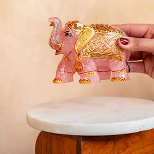 Estatua de Elefante de Cuarzo Rosa Estilo Feng Shui, Decoración para el Hogar, Arte Popular de Jade, Animal Tallado en Cristal, Material de Piedra Preciosa - Product Image 3