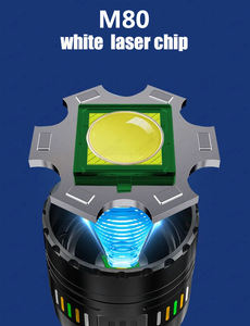 Linterna Táctica LED con Zoom de 60 W y 5000 LM, Alcance de 1500 m, 4 Baterías 181350, 16400 mAh Reales, Linterna Estroboscópica Láser para Caza y Camping - Product Image 3