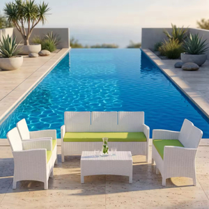Ensemble de salon de jardin 4 pièces en rotin tressé avec chaises rembourrées confortables pour jardin et cour - Product Image 4