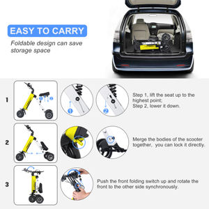 TopMate <span class=keywords><strong>ES33</strong></span> triciclo ligero eléctrico plegable de 3 ruedas scooter de movilidad batería extraíble neumáticos de 8 pulgadas función inversa - Product Image 4