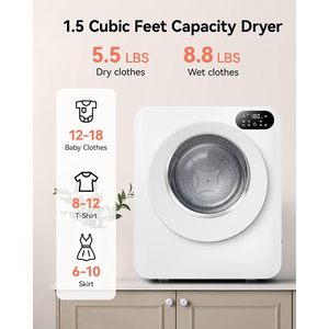 Secadora de Ropa Portátil Euhomy de 850W con Tambor de Acero Inoxidable, Blanca y Compacta - Product Image 5