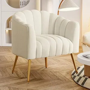 Luxury Single Sofa Armchair Comfy Velvet Upholstered Barrel Chairs Couch Accent Chair For Living Room