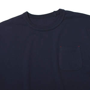 OGARP Korea-Camisa informal de manga corta 100% algodón con bolsillo para hombre y detalle de puntada, estampado Azul Marino - Product Image 3