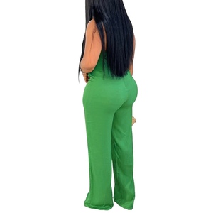 Nouvelle Arrivée Combinaison Décontractée Sexy à Franges et Col Halter Couleur Unie pour Femme Tendance - Product Image 3