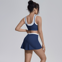 Set Yoga dan Olahraga Wanita untuk Musim Panas, Rok Tenis Bernapas, Bra Yoga, dan Dress Olahraga untuk Fitness dan Workout