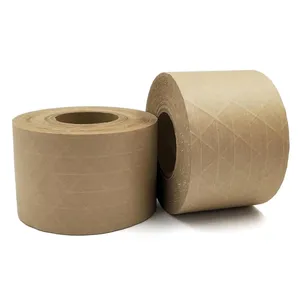 Ruban kraft renforcé personnalisé Ruban de papier kraft activé par l'eau Ruban adhésif gommé en papier kraft activé par l'eau humide dégradable