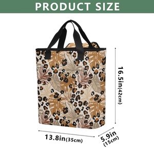 Bolsa Térmica Grande con Estampado de Leopardo, Colección Aloha, con Diseño de Hojas de Kalo Hawaianas, para Entrega de Comida a Domicilio - Product Image 3