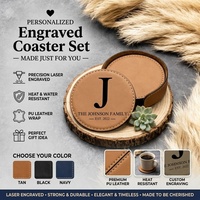 Sous-verres vierges en cuir PU pour gravure laser avec support, ensemble de sous-verres personnalisables par gravure laser pour cadeaux d'entreprise et événements