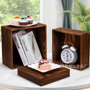 Wooden <b>Display</b> <b>Rack</b> Retro Style Desktop Cake Dessert Stand Multipurpose Storage Box Qx826 - Product Image 3