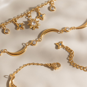 สร้อยข้อมือสตาร์มูนชาร์มชุบทองประดับเพชรเซอร์คอนสำหรับสวมใส่ทุกวันชุดเครื่องประดับสำหรับผู้หญิง - Product Image 3