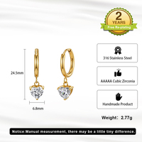 Boucles d'oreilles pendantes exquises et séduisantes, faites à la main, plaquées or, en acier inoxydable 316, pour femmes, avec pendentif cœur en zircone cubique AAAAAA