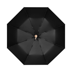 Sombrilla Plegable Manual con Mango de Madera, 100 cm, Resistente a los Rayos UV, de Nailon, Diseño Retro de Tres Pliegues para Viajes - Product Image 3