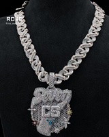 Chaîne cubaine Hip Hop en or 9K 10K 14K 18K avec pendentif lettre en diamant de laboratoire VVS et saphir glacé, collier prénom de luxe pour rappeurs