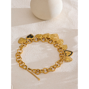 JINYOU 1519 Новое поступление винтажное Ретро металлическое ожерелье с подвесками 18K PVD золотое сердце любовь модное ожерелье - Product Image 4