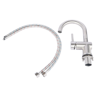 Robinet de cuisine monocommande en nickel brossé de haute qualité pour eau chaude et froide