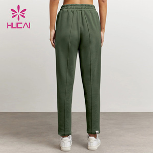 HUCAI OEM ODM Nylon Spandex Alto soporte Color liso Etiqueta personalizada Slim Fit Entrenamiento Fitness Pantalones de chándal para mujeres - Product Image 4