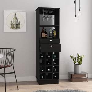 DB Classic Black Bar <b>Cabinet</b> <b>with</b> Two Drawers and Twelve Built-In <b>Wine</b> <b>Racks</b> - Product Image 5