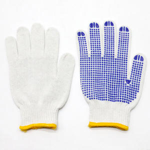 Gants en coton antidérapants personnalisés avec paume à pois bleus pour travaux de construction et manutention de briques, épaissis et résistants à l'usure - Product Image 1