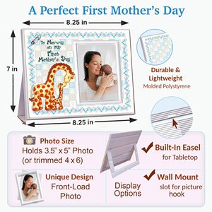 Cadre photo pour bébé et maman, cadre souvenir pour la première fête des mères avec motif <span class=keywords><strong>girafe</strong></span> pour cadeaux <span class=keywords><strong>de</strong></span> naissance - Product Image 3