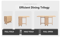 Ensemble de meubles combinés : Table pliante multifonctionnelle en bois massif au design peu encombrant et chaise de salle à manger mobile à roulettes universelles