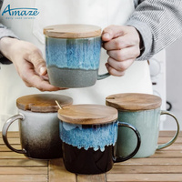 Tasses en grès, glaçage réactif, style rétro, personnalisé, taza, eau, lait, café, verres avec logo, vente en gros