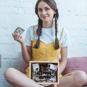 Bán Buôn Bằng Gỗ & Tre Hộp Thủy Tinh Quỹ Trang Trí Tiết Kiệm Hộp Ngân Hàng Bằng Gỗ Đồng Xu Con Heo Đất Ngân Hàng Hộp Quà Tặng - Product Image 6