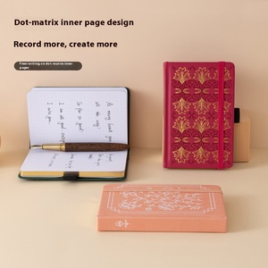 Petit carnet A6 portable, livre de poche, pages intérieures à points colorés, personnalisable, rétro, avec dorure, agenda - Product Image 3