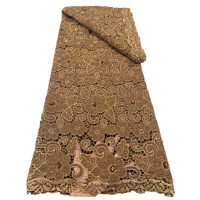 High Quality Guipure Cord Lace Embroidery Water Soluble Lace Fabric African Cord Lace for Wedding Party