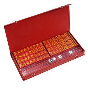 Mini-jeu de Mahjong en mélamine, quatre couches, couleurs personnalisées, portable, avec tuiles et dés, boîte en cuir, universel pour les jeux d'échecs et de cartes - Product Image 1
