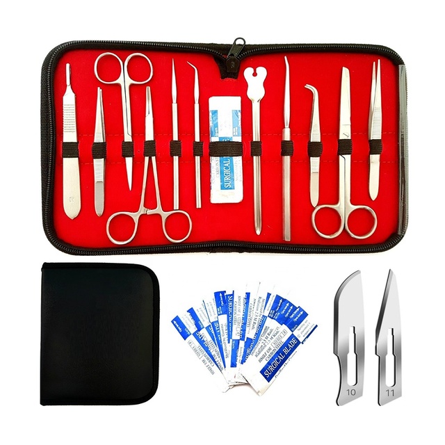 Good Price Dissection Instrument Kit Stainless Steel Surgical Training Kit Surgical Instruments Lab Medical Carrying Case