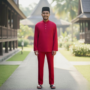 Mayorista Directo de Baju Melayu Teluk Belanga Tulang Belut, Algodón Sin Plancha, Talla Grande 8XL, Raya 2025, Calidad Consistente - Product Image 4