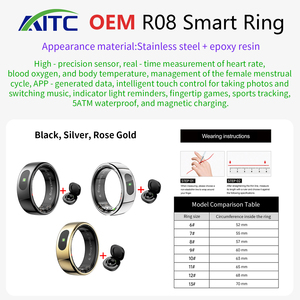 R08 vòng thép thông minh theo dõi giấc ngủ với phát hiện nhiệt độ IP68 không thấm nước & NFC LED chỉ báo cảnh báo điều khiển ứng dụng Android - Product Image 6