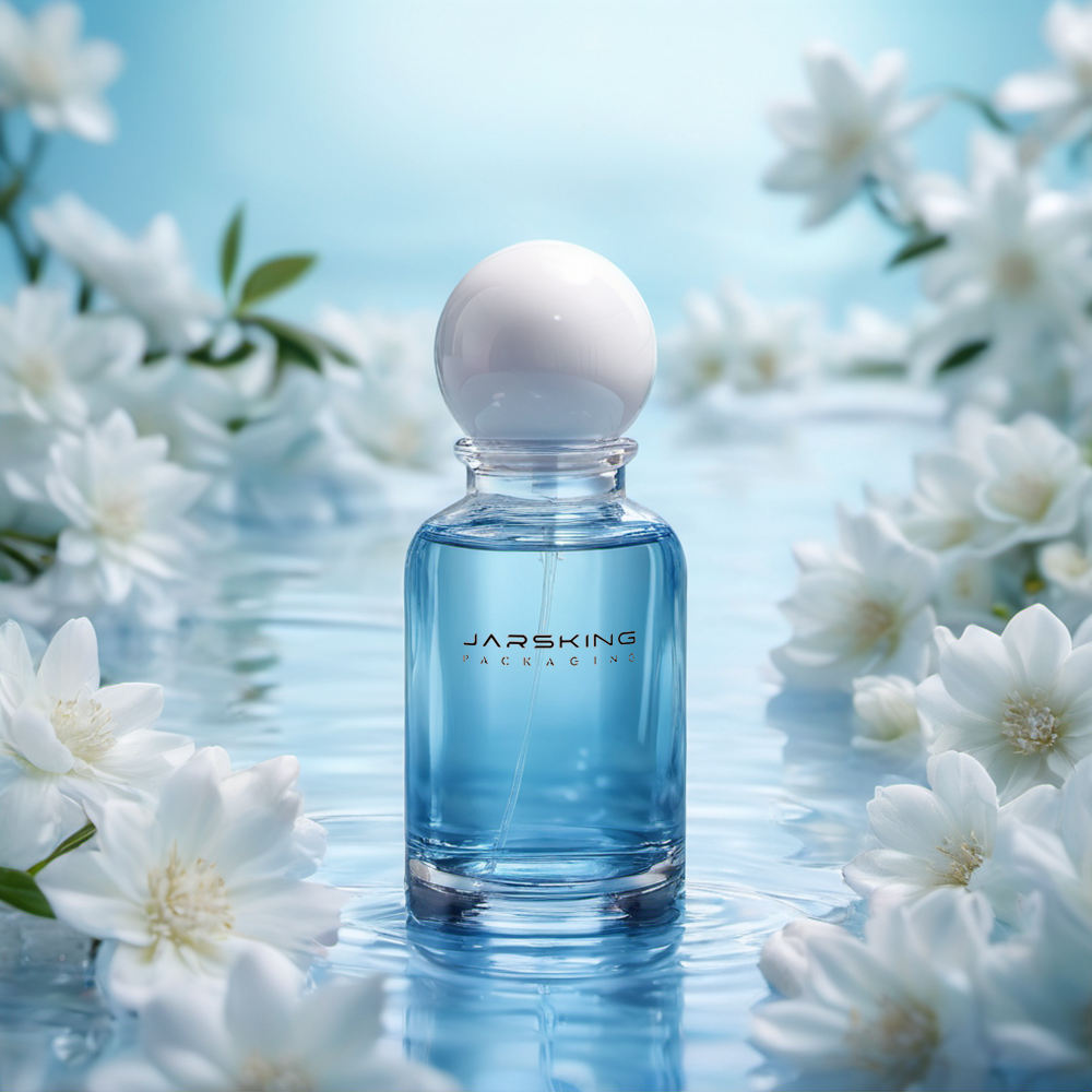 Bouteille de parfum bleu