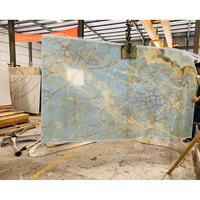 Schlussverkauf transparentes beleuchtetes Licht Himmel blau Onyx-Wandverkleidung Steinboden und Wandfliese für Villa