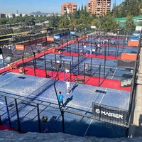 Terrain de padel panoramique complet professionnel QJIN avec connecteurs métalliques apparents pour projets hôteliers de luxe – Fournitures de padel