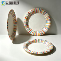 Assiette en papier jetable rigide et compostable SHIRONG, couleur naturelle, qualité alimentaire, pour événements, anniversaires, fruits et collations