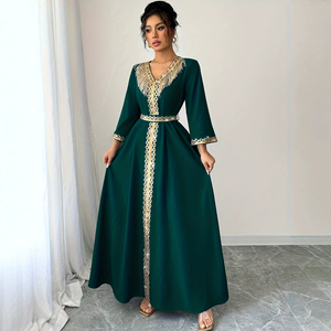 Vestido de encaje con flecos y cuello en V de manga larga para mujer, estilo corte elegante, 2026 - Product Image 2