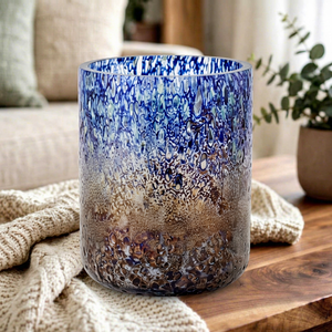 Porte-bougie cylindrique en verre mosaïque artisanal écologique, lanterne décorative pour la décoration de Noël à la maison - Product Image 1