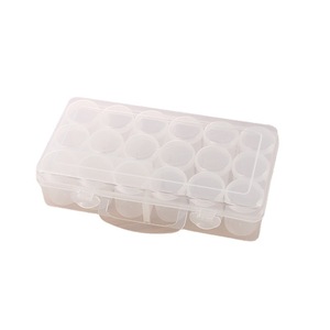 Handheld Plastic Storage Box With 16 Small Round Bottles Transparent Rectangle Bin For Organizing Small Items - Product Image 4