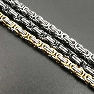 Nouveau design de collier pour homme, chaîne byzantine longue en acier inoxydable plaqué or 18 carats - Product Image 5