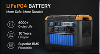Générateur solaire Lifepo4, station d'urgence extérieure 3000W, panneau de charge MPPT, batterie portable, onde sinusoïdale pure, fonction de démarrage d'urgence