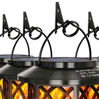 Lanterne solaire suspendue d'extérieur, étanche IP65, lampe de palais en diamant, LED, flamme vacillante simulée, lumière chaude, décoration de jardin