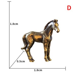 Miniatures de chevaux à longue queue en laiton antique, figurines Feng Shui, ornement animal du zodiaque en cuivre, mini artisanat de bureau, décoration intérieure - Product Image 4