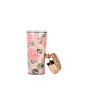 Popular ecológico 16oz/450mL vaso de plástico con aislamiento de doble pared portátil diseño Floral taza de café y taza de agua - Product Image 6