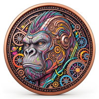 Pièce de monnaie Bionic Gorilla en cuivre pur 999 de 5 oz, 3D en relief, colorée UV, effet proof-like, Art Cybernetique du Roi de la Force Primaire